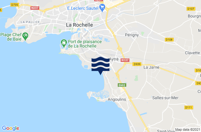 Carte des horaires des marées pour Saint-Rogatien, France