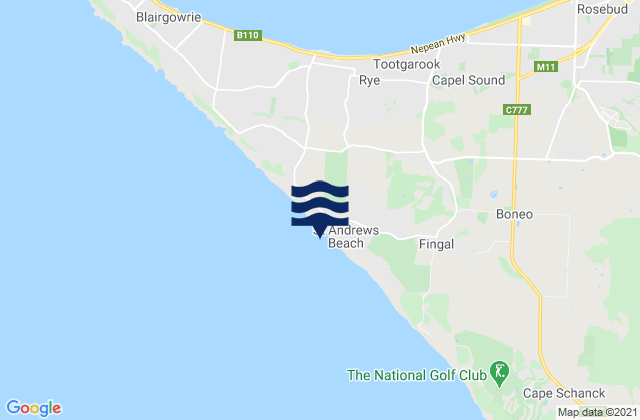 Carte des horaires des marées pour Saint Andrews Beach, Australia
