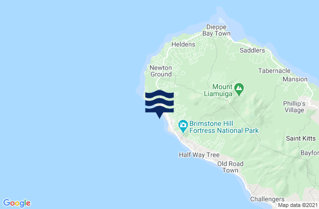 Carte des horaires des marées pour Saint Anne Sandy Point, Saint Kitts and Nevis