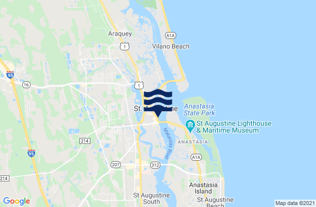 Carte des horaires des marées pour Saint Augustine, United States