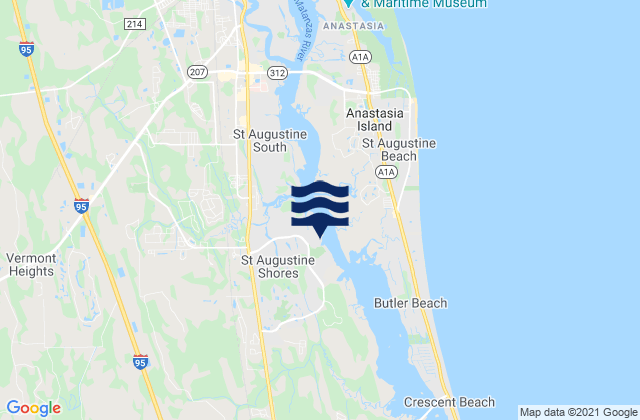 Carte des horaires des marées pour Saint Augustine Shores, United States