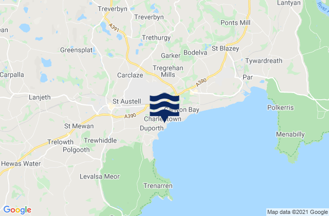 Carte des horaires des marées pour Saint Austell, United Kingdom