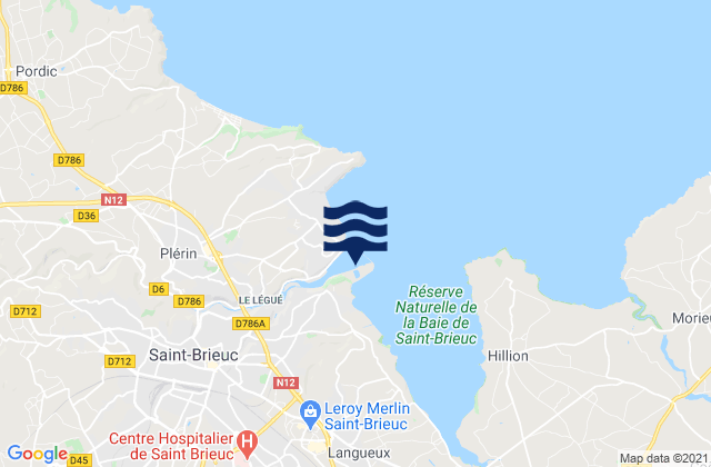Carte des horaires des marées pour Saint Brieuc, France