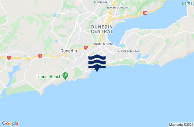 Carte des horaires des marées pour Saint Clair Beach, New Zealand