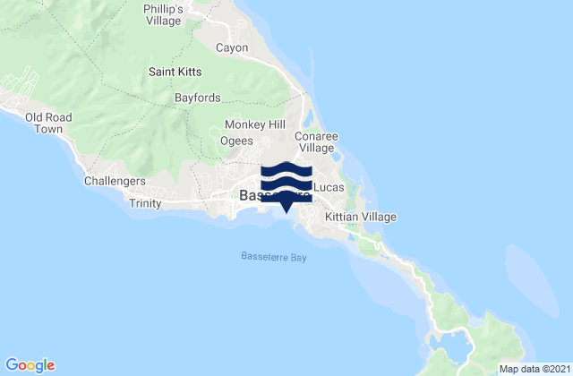 Carte des horaires des marées pour Saint George Basseterre, Saint Kitts and Nevis