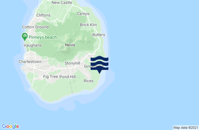 Carte des horaires des marées pour Saint George Gingerland, Saint Kitts and Nevis