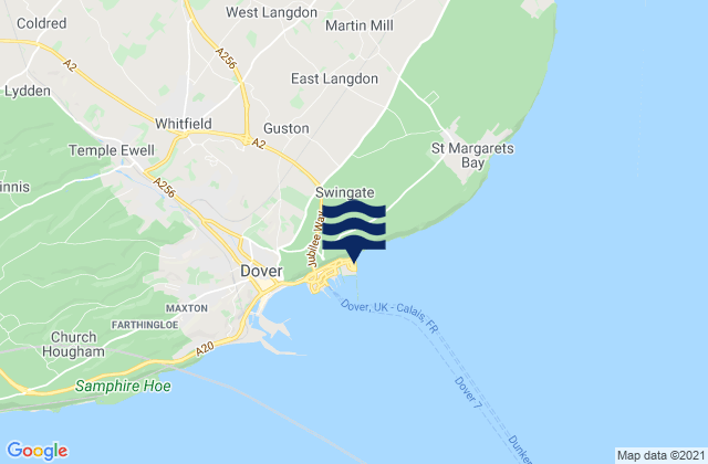 Carte des horaires des marées pour Saint Margarets Bay, United Kingdom