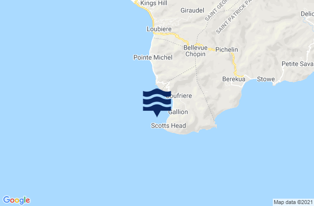 Carte des horaires des marées pour Saint Mark, Dominica