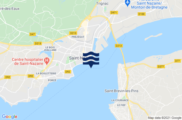 Carte des horaires des marées pour Saint Nazaire, France