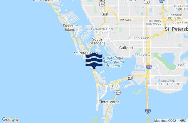 Carte des horaires des marées pour Saint Pete Beach, United States