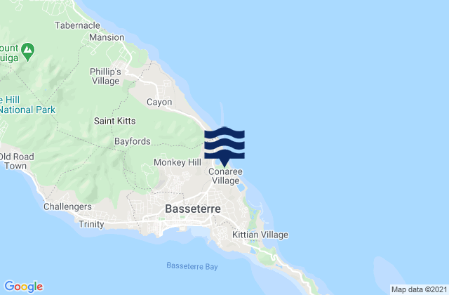 Carte des horaires des marées pour Saint Peter Basseterre, Saint Kitts and Nevis