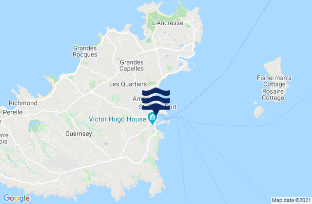 Carte des horaires des marées pour Saint Peter Port, Guernsey