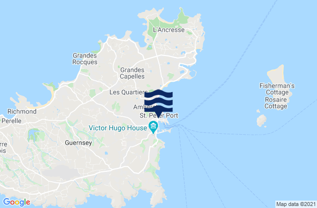 Carte des horaires des marées pour Saint Peter Port, Guernsey