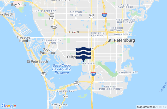Carte des horaires des marées pour Saint Petersburg, United States