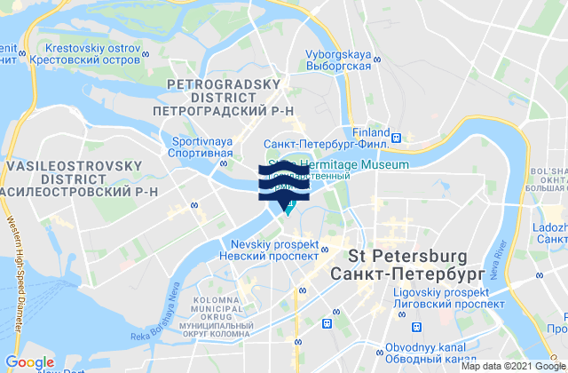 Carte des horaires des marées pour Saint Petersburg, Russia