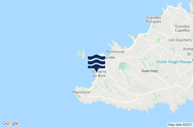 Carte des horaires des marées pour Saint Pierre du Bois, Guernsey