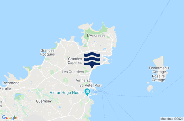 Carte des horaires des marées pour Saint Sampson, Guernsey