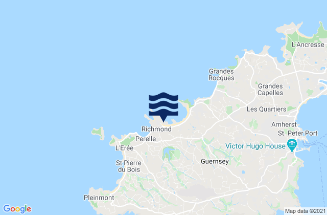 Carte des horaires des marées pour Saint Saviour, Guernsey