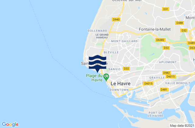 Carte des horaires des marées pour Sainte-Adresse, France