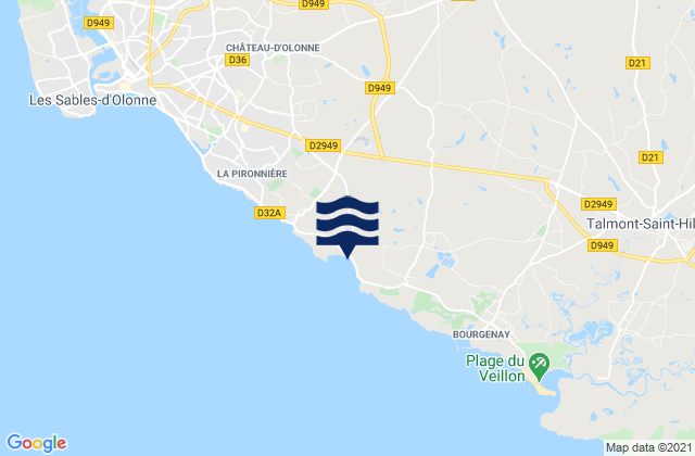 Carte des horaires des marées pour Sainte-Foy, France