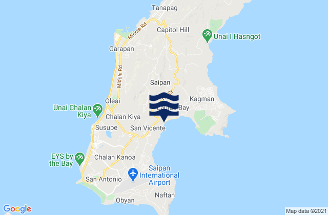 Carte des horaires des marées pour Saipan Municipality, Northern Mariana Islands