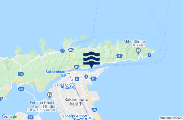 Carte des horaires des marées pour Sakai (Tottori), Japan