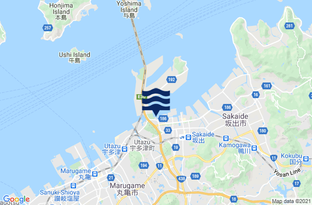 Carte des horaires des marées pour Sakaidechō, Japan