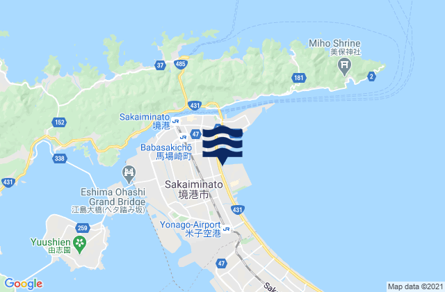 Carte des horaires des marées pour Sakaiminato Shi, Japan