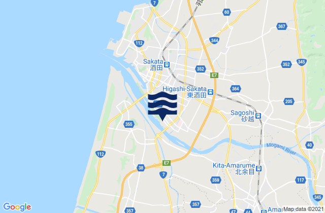 Carte des horaires des marées pour Sakata Shi, Japan