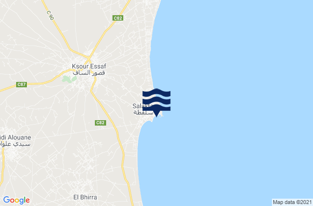 Carte des horaires des marées pour Salakta, Tunisia
