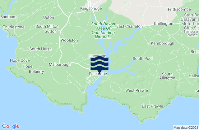 Carte des horaires des marées pour Salcombe, United Kingdom
