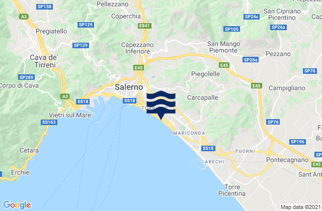 Carte des horaires des marées pour Salerno, Italy