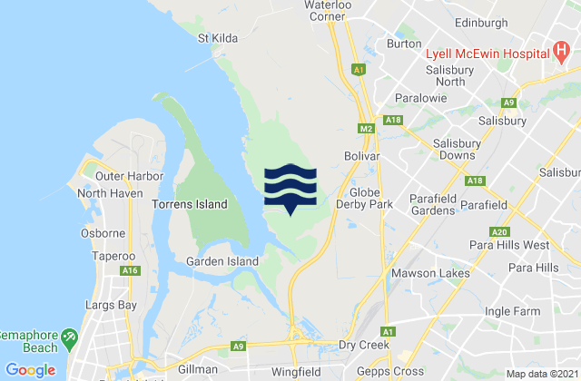 Carte des horaires des marées pour Salisbury, Australia