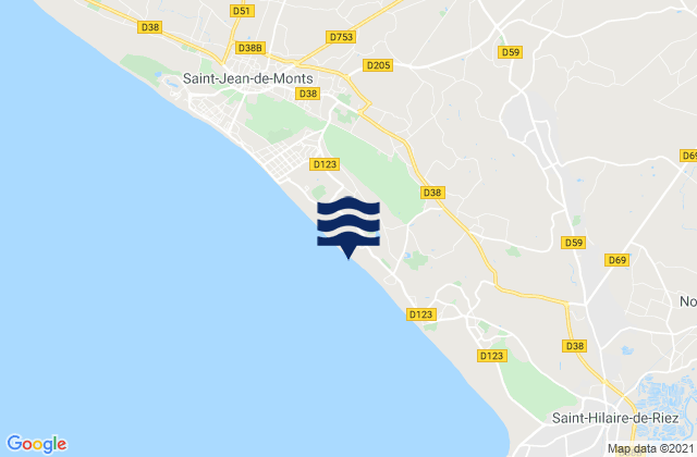 Carte des horaires des marées pour Sallertaine, France
