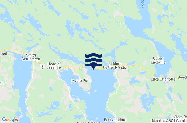 Carte des horaires des marées pour Salmon River Bridge, Canada