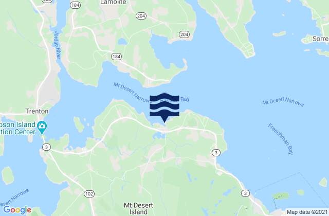 Carte des horaires des marées pour Salsbury Cove, United States