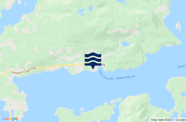 Carte des horaires des marées pour Saltery Bay, Canada