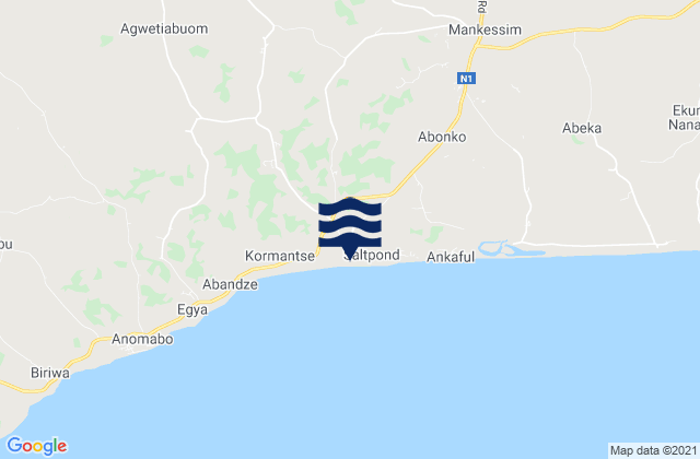 Carte des horaires des marées pour Saltpond, Ghana