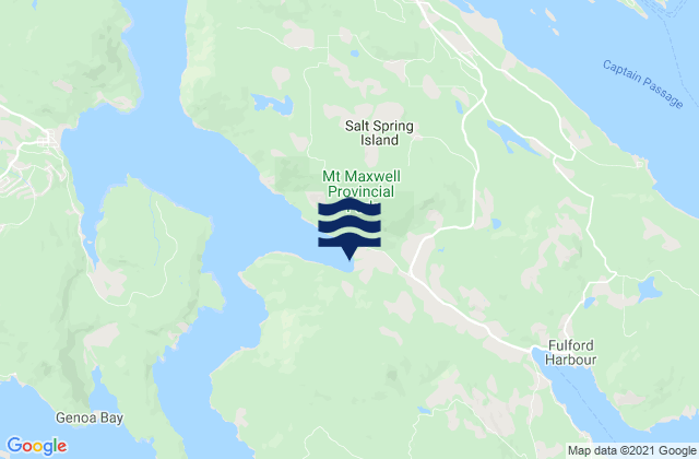 Carte des horaires des marées pour Saltspring Island, Canada