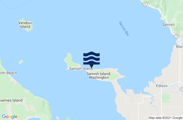 Carte des horaires des marées pour Samish Island, United States