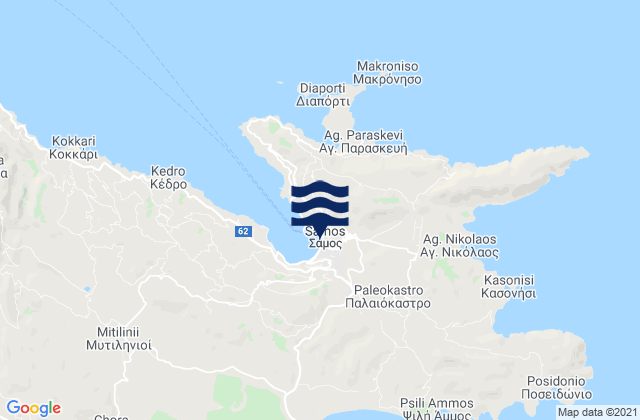 Carte des horaires des marées pour Samos, Greece