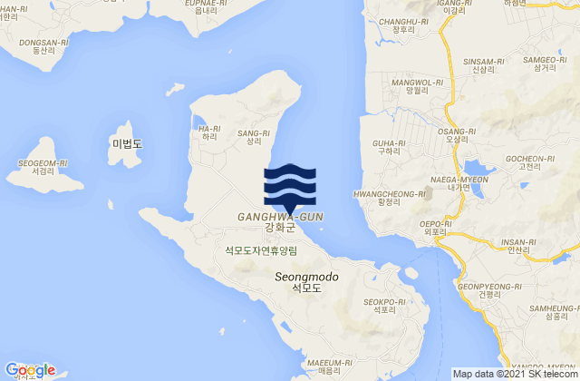 Carte des horaires des marées pour Samsan, South Korea