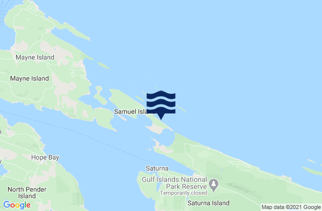 Carte des horaires des marées pour Samuel Island (North Shore), United States