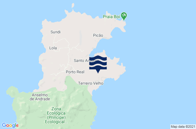 Carte des horaires des marées pour San Antonio Bay Ilha do Principe, Sao Tome and Principe