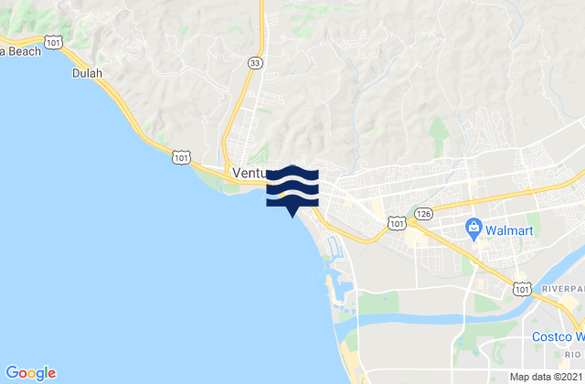 Carte des horaires des marées pour San Buenaventura State Beach, United States