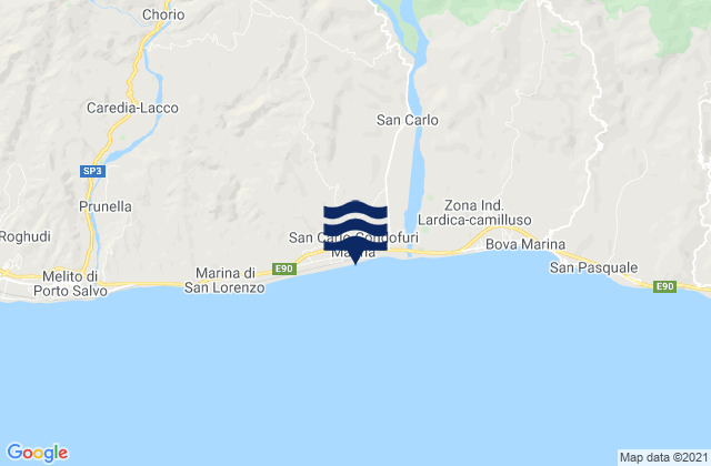 Carte des horaires des marées pour San Carlo-Condofuri Marina, Italy