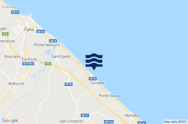 Carte des horaires des marées pour San Costanzo, Italy