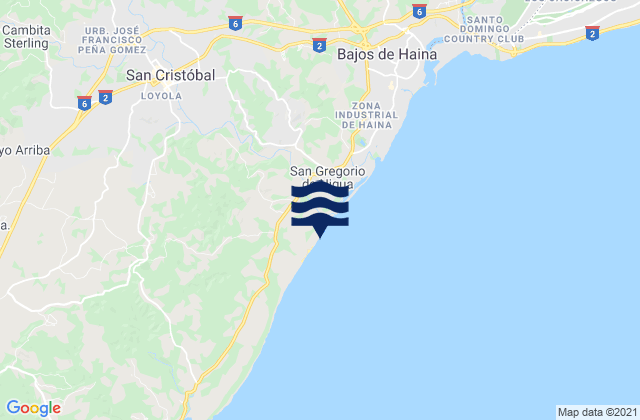 Carte des horaires des marées pour San Cristóbal, Dominican Republic