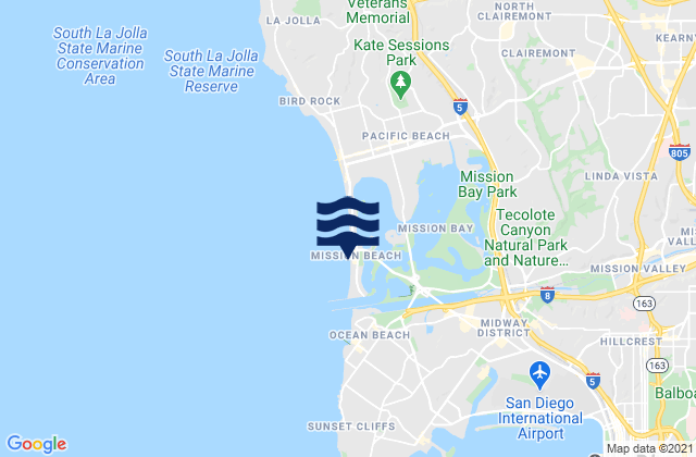 Carte des horaires des marées pour San Diego Mission Beach, United States