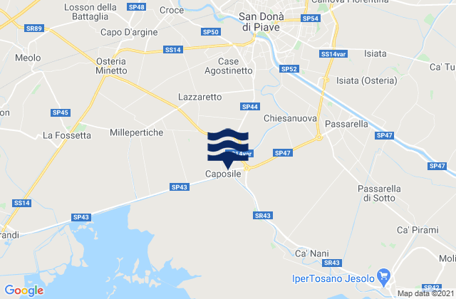 Carte des horaires des marées pour San Donà di Piave, Italy